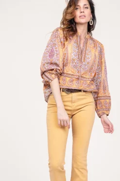 Cotton Paisley Print Top Tajar | Orange... | Antik Batik | Little Soho
