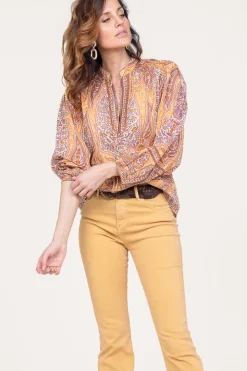 Cotton Paisley Print Top Tajar | Orange... | Antik Batik | Little Soho