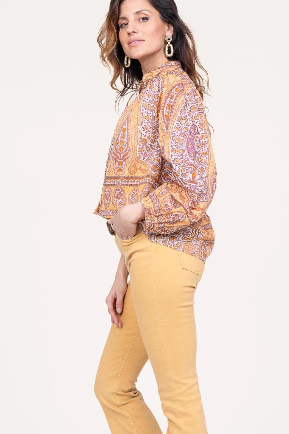 Cotton Paisley Print Top Tajar | Orange... | Antik Batik | Little Soho