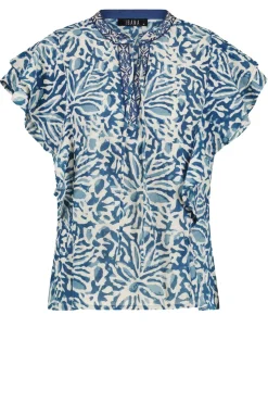 Cotton Top With Print Tadine | Blue... | Ibana | Little Soho