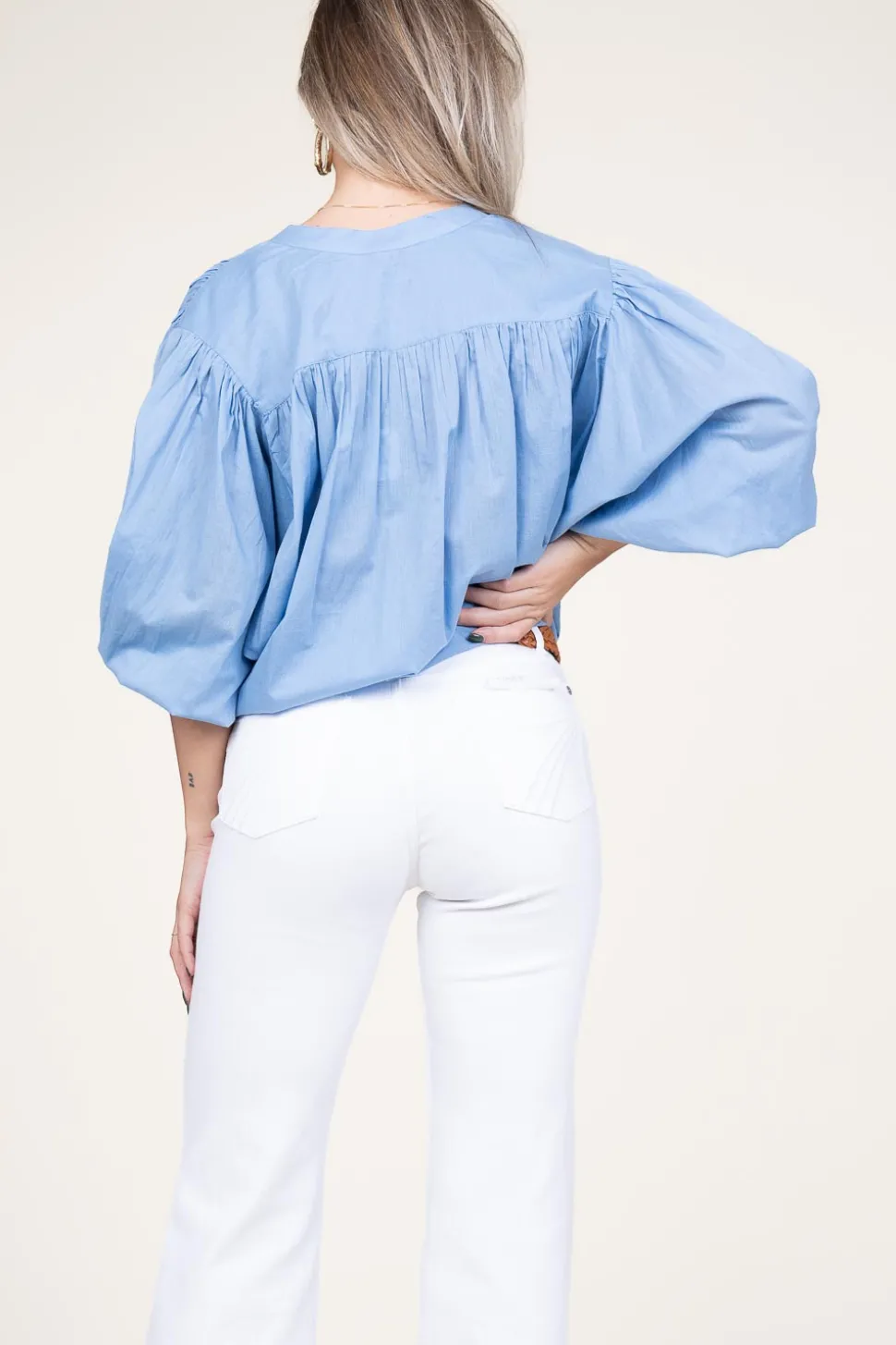 Cotton Wrap Blouse Tinca | Blue... | Ibana | Little Soho