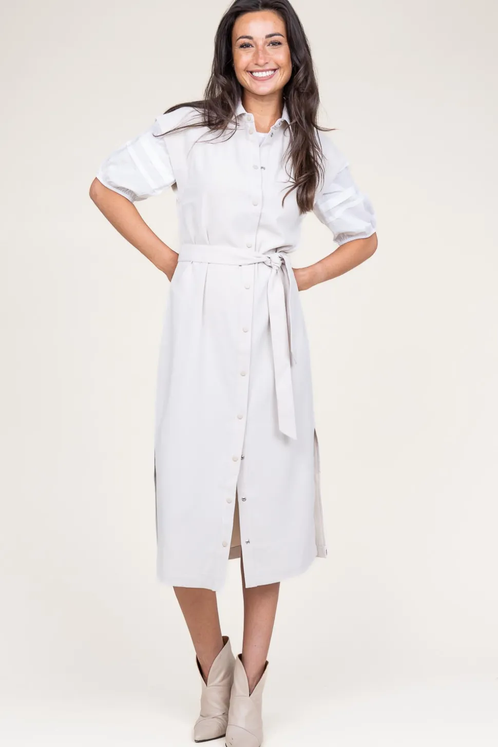 Crepe Button-Down Dress Zadie | Natural... | Dante 6 | Little Soho