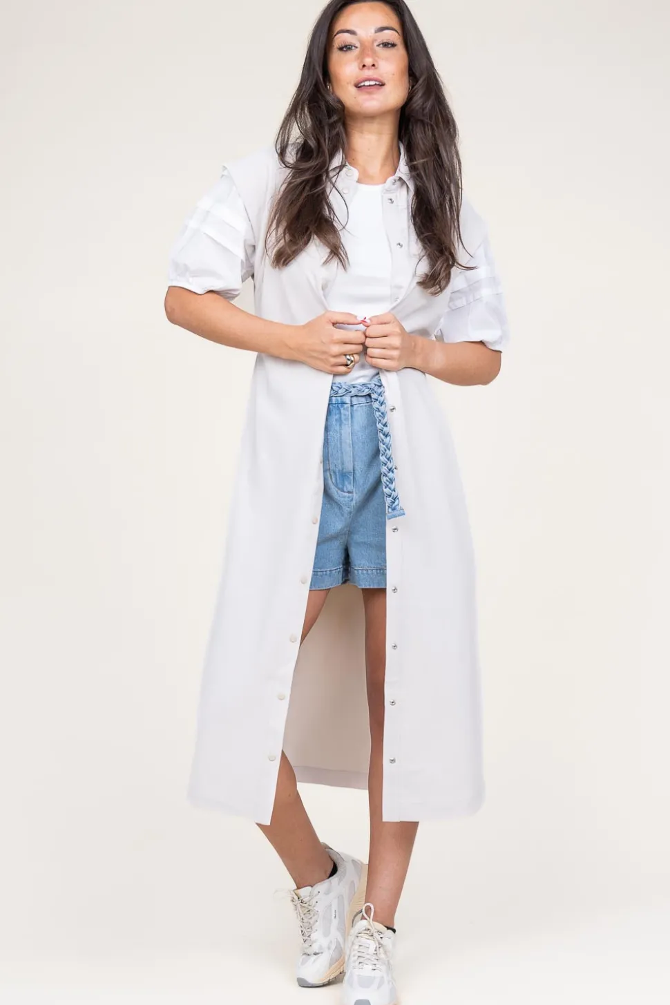 Crepe Button-Down Dress Zadie | Natural... | Dante 6 | Little Soho