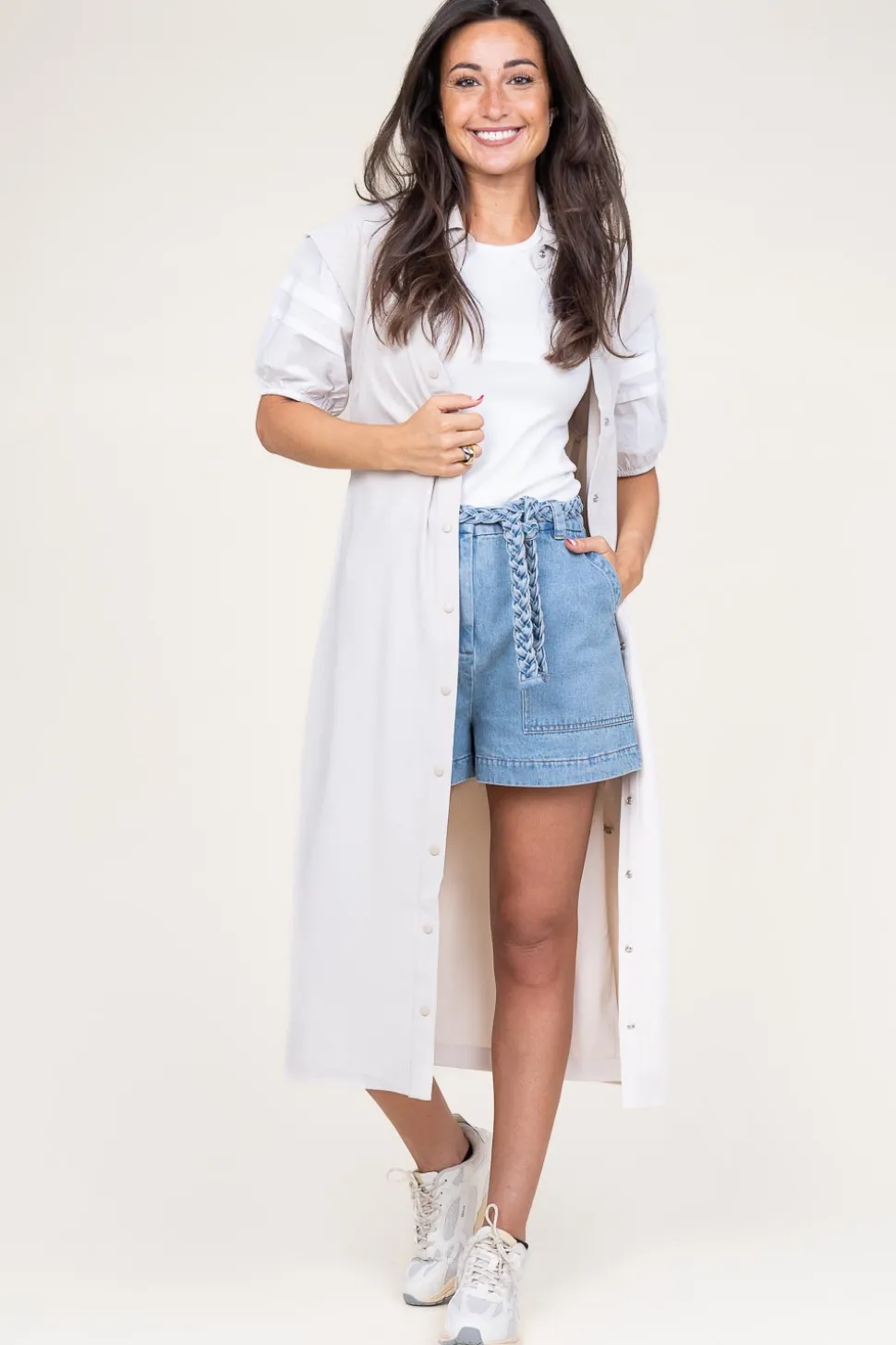 Crepe Button-Down Dress Zadie | Natural... | Dante 6 | Little Soho