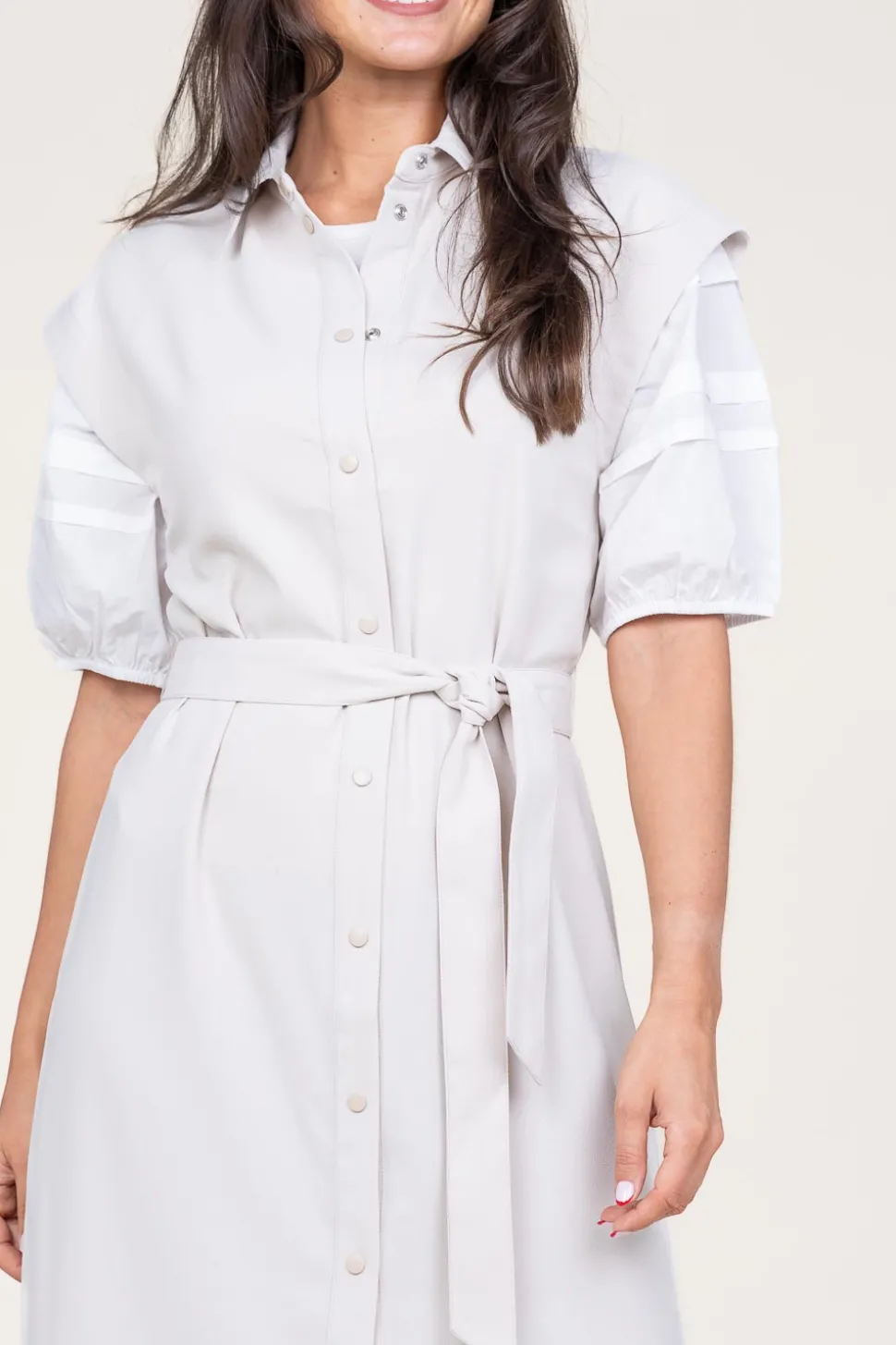 Crepe Button-Down Dress Zadie | Natural... | Dante 6 | Little Soho