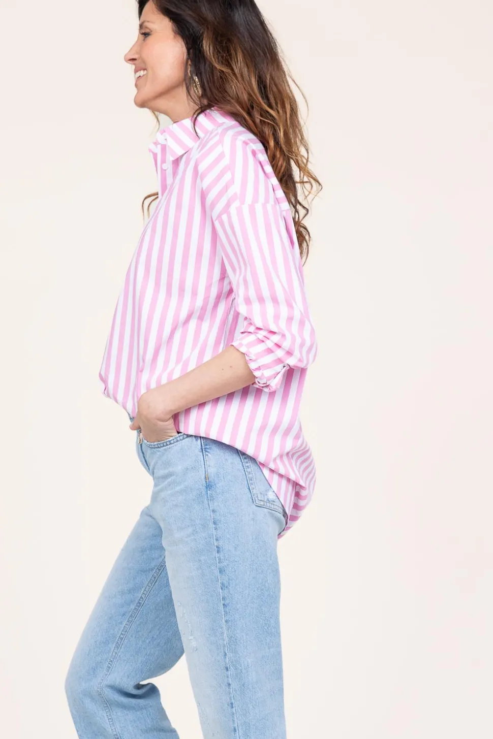 Crispy Cotton Blouse Harper | Pink... | Cc Heart | Little Soho