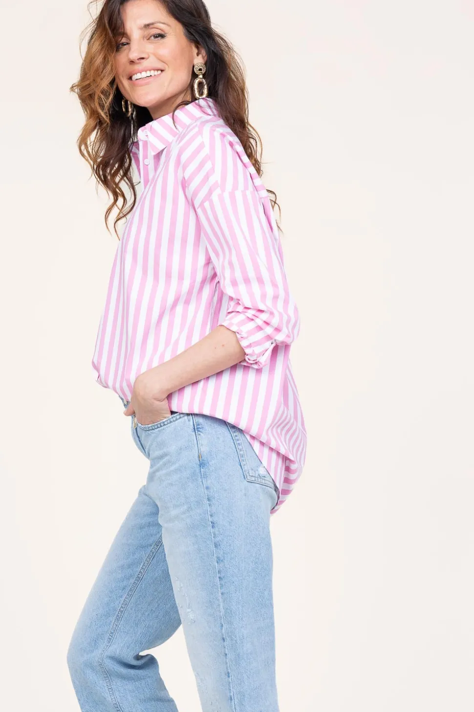 Crispy Cotton Blouse Harper | Pink... | Cc Heart | Little Soho