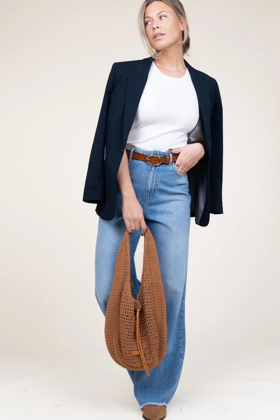 Crochet Shopper Euforia | Camel... | Gianni Chiarini | Little Soho