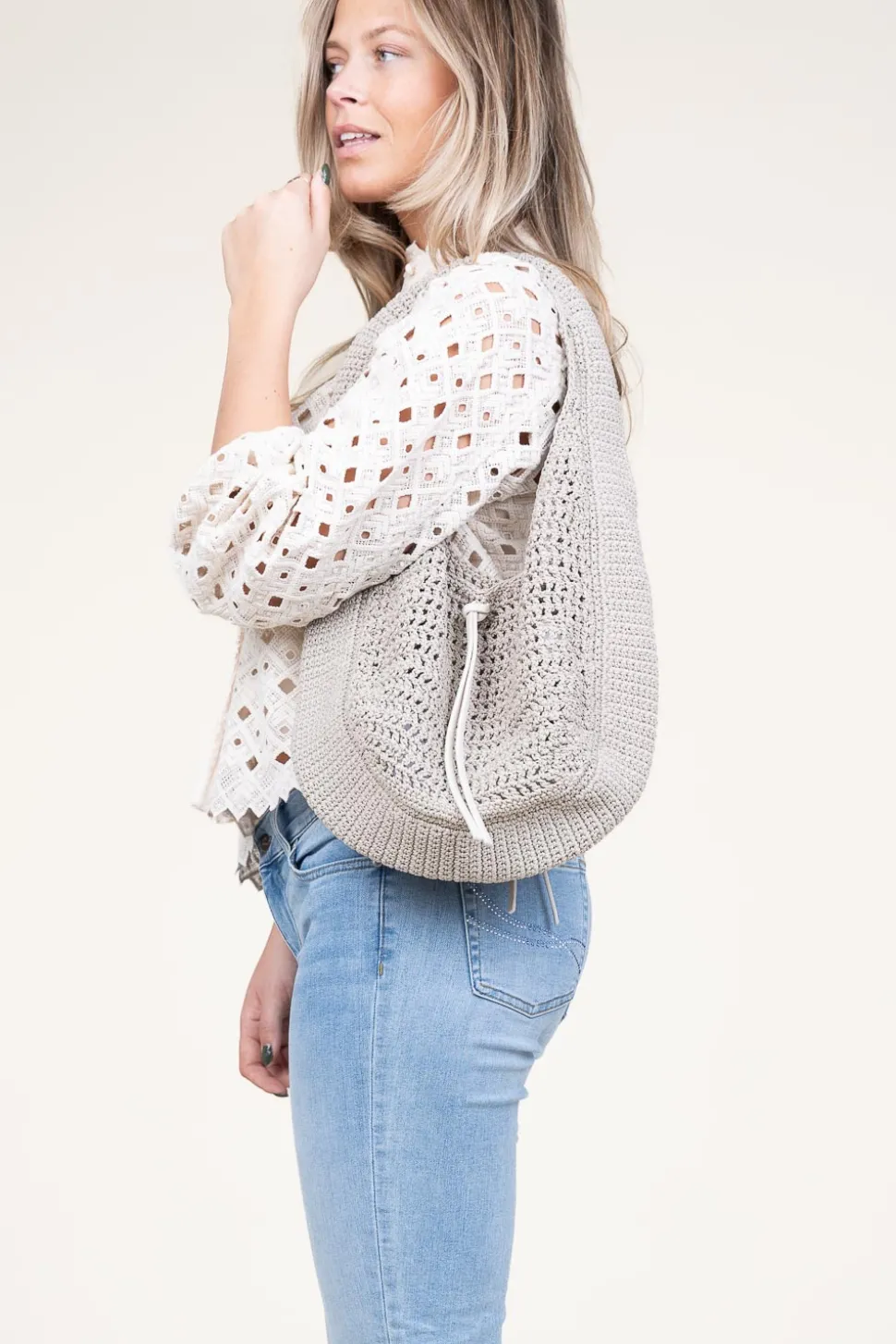 Crochet Shopper Euforia | Taupe... | Gianni Chiarini | Little Soho