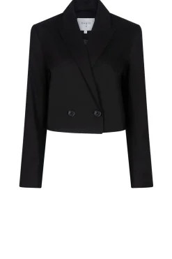 Cropped Blazer In Linen Blend Acedia | Black... | Dante 6 | Little Soho
