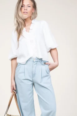 Cropped Blouse With Puffed Sleeves Sueda | White... | Co'Couture | Little Soho