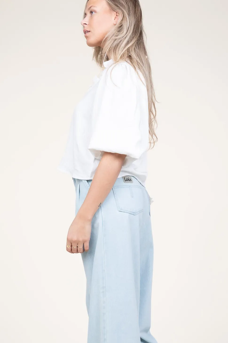 Cropped Blouse With Puffed Sleeves Sueda | White... | Co'Couture | Little Soho