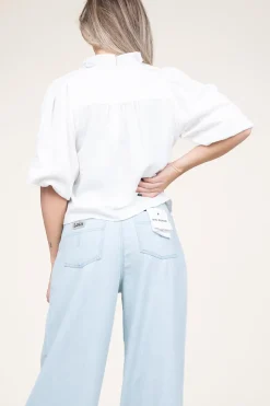 Cropped Blouse With Puffed Sleeves Sueda | White... | Co'Couture | Little Soho
