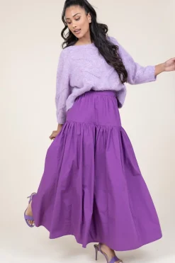 Cropped Cable Sweater Tortuga | Purple... | Lollys Laundry | Little Soho