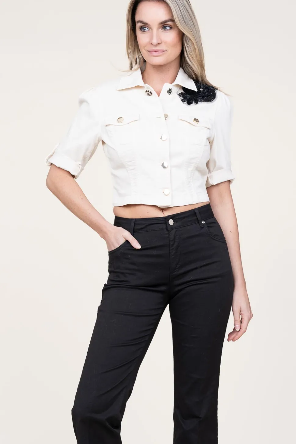 Cropped Denim Jacket Bakari | Natural... | Kocca | Little Soho