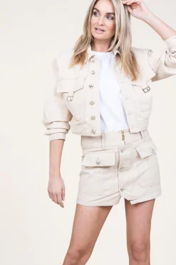 Cropped Denim Jacket Boxby | Beige... | Liu Jo | Little Soho