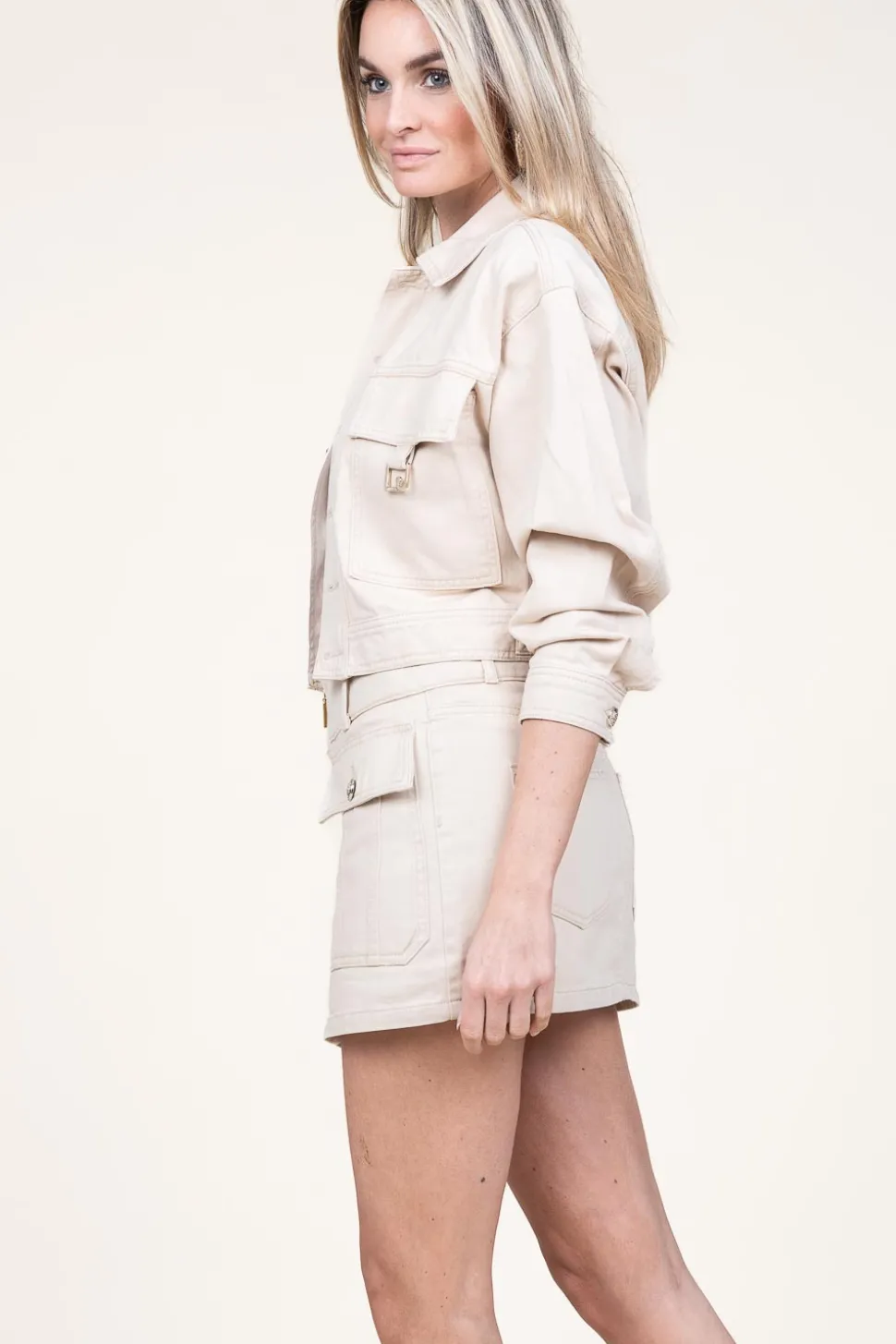 Cropped Denim Jacket Boxby | Beige... | Liu Jo | Little Soho
