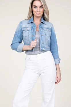 Cropped Denim Jacket With Rhinestones Rinazzo | Blue... | Liu Jo | Little Soho