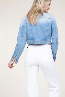 Cropped Denim Jacket With Rhinestones Rinazzo | Blue... | Liu Jo | Little Soho