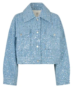 Cropped Denim Jacket With Sequins Lemara | Blue... | Second Female | Little Soho