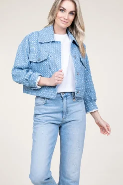 Cropped Denim Jacket With Sequins Lemara | Blue... | Second Female | Little Soho