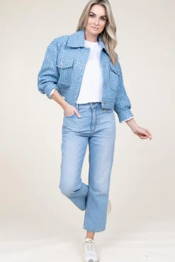 Cropped Denim Jacket With Sequins Lemara | Blue... | Second Female | Little Soho