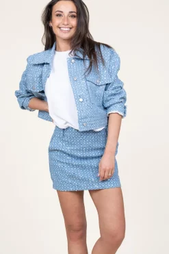 Cropped Denim Jacket With Sequins Lemara | Blue... | Second Female | Little Soho