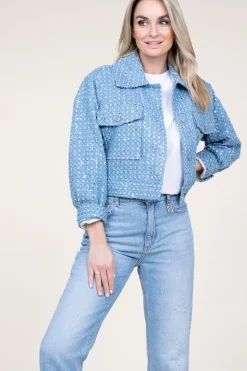 Cropped Denim Jacket With Sequins Lemara | Blue... | Second Female | Little Soho