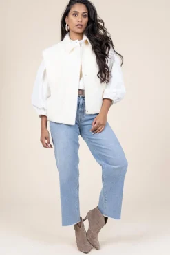 Cropped High-Waist Stretch Jeans Hay | Blue... | Dante 6 | Little Soho