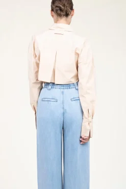 Cropped Poplin Blouse Rosa | Natural... | Patrizia Pepe | Little Soho