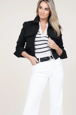 Cropped Stretch Jacket Lucia | Black... | Patrizia Pepe | Little Soho