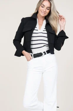 Cropped Stretch Jacket Lucia | Black... | Patrizia Pepe | Little Soho