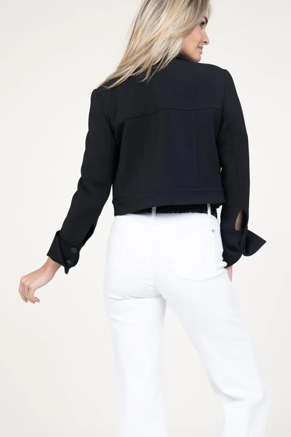 Cropped Stretch Jacket Lucia | Black... | Patrizia Pepe | Little Soho