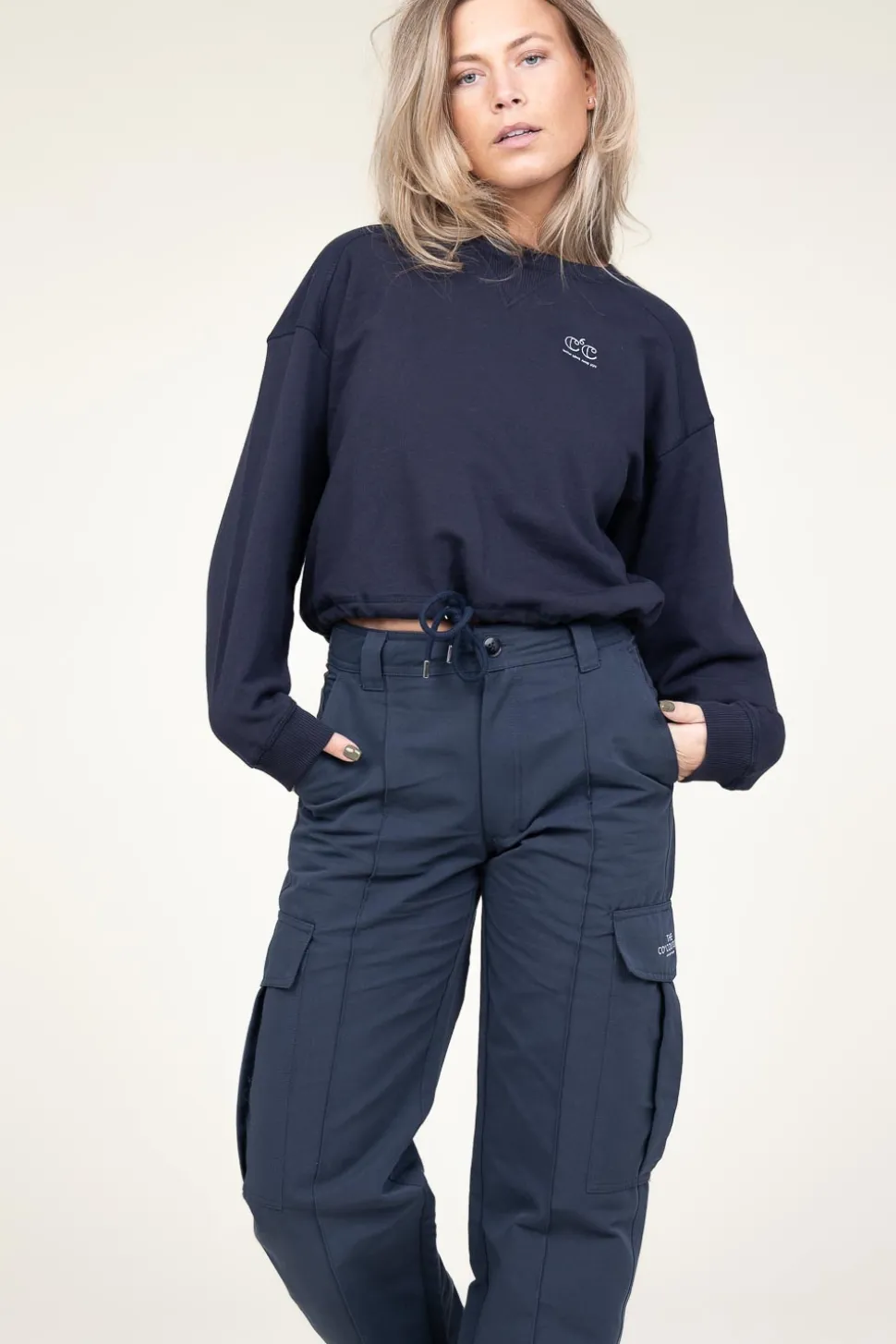 Cropped Sweater With Drawstring Clean | Blue... | Co'Couture | Little Soho