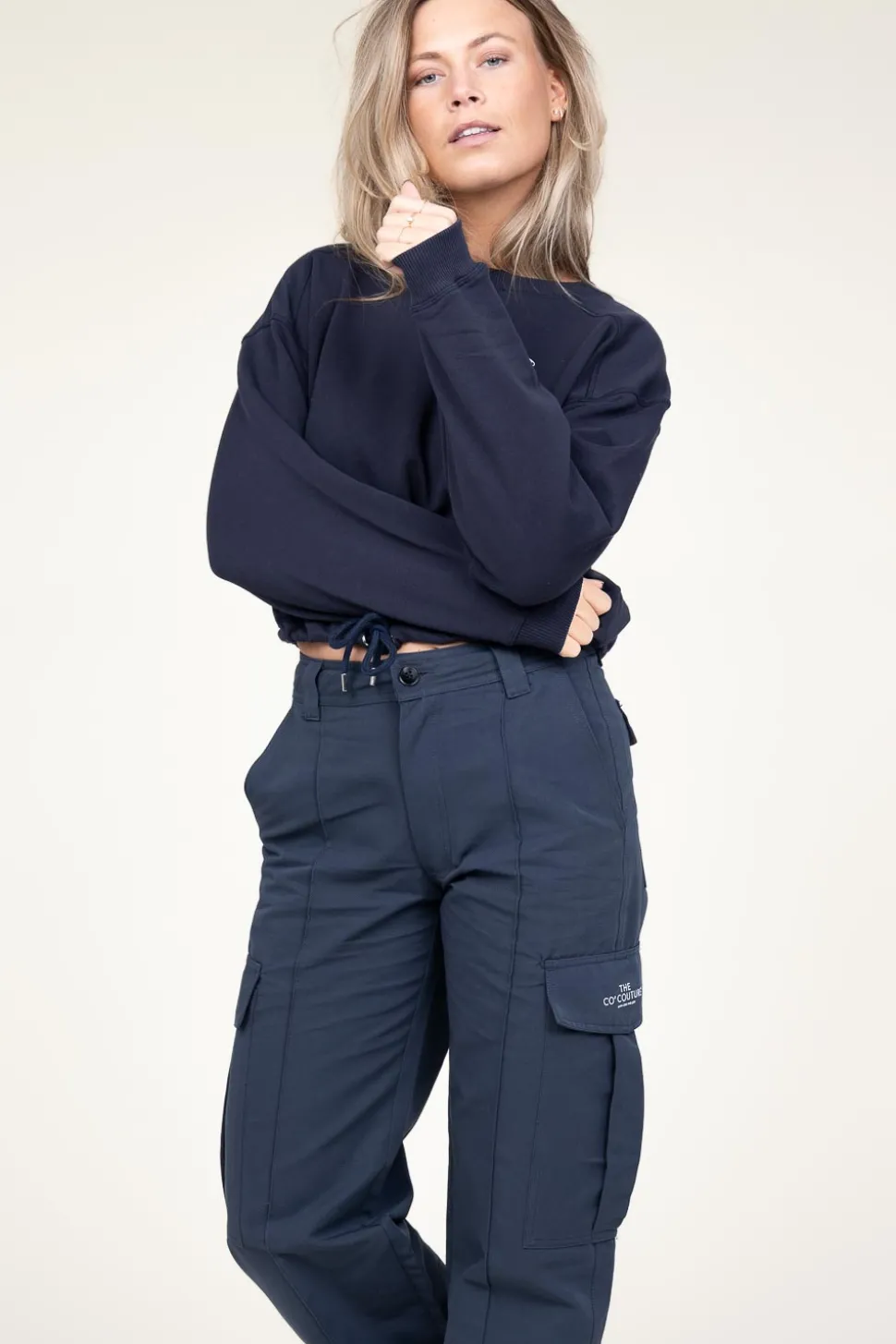 Cropped Sweater With Drawstring Clean | Blue... | Co'Couture | Little Soho