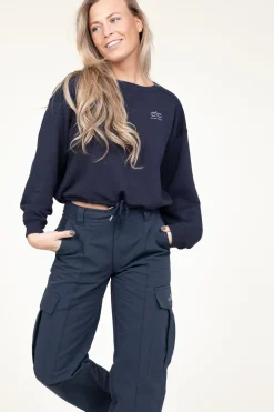 Cropped Sweater With Drawstring Clean | Blue... | Co'Couture | Little Soho