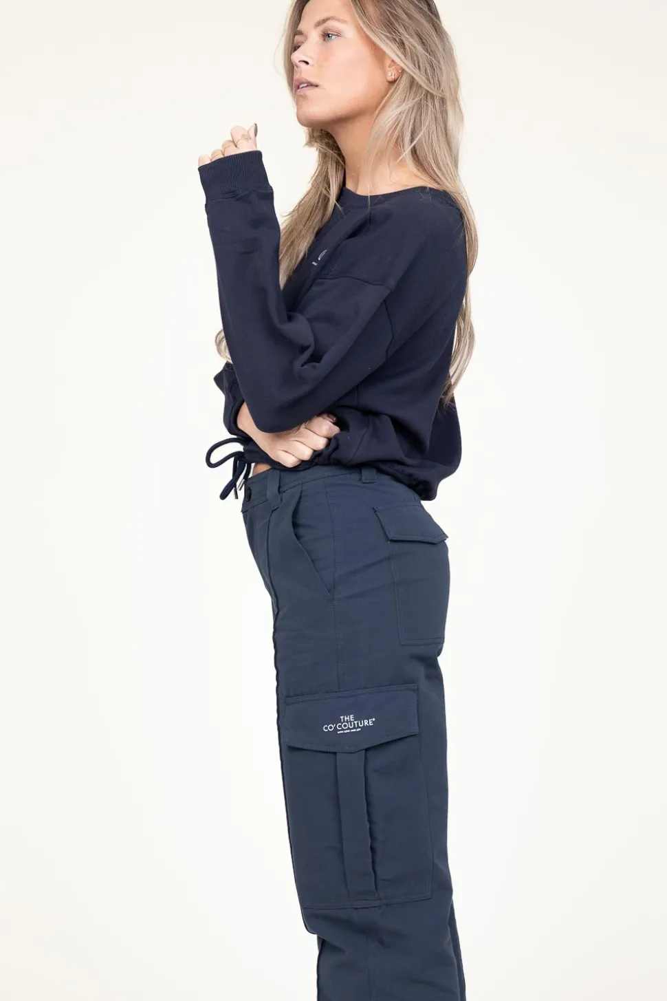 Cropped Sweater With Drawstring Clean | Blue... | Co'Couture | Little Soho