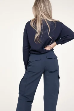 Cropped Sweater With Drawstring Clean | Blue... | Co'Couture | Little Soho