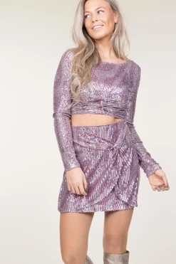Cropped Top With Sequins Fully | Pink... | Liu Jo | Little Soho