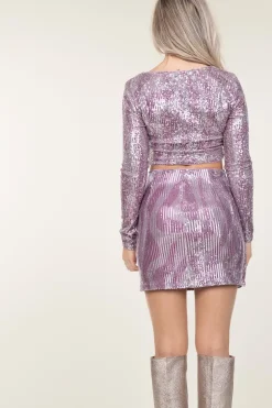 Cropped Top With Sequins Fully | Pink... | Liu Jo | Little Soho
