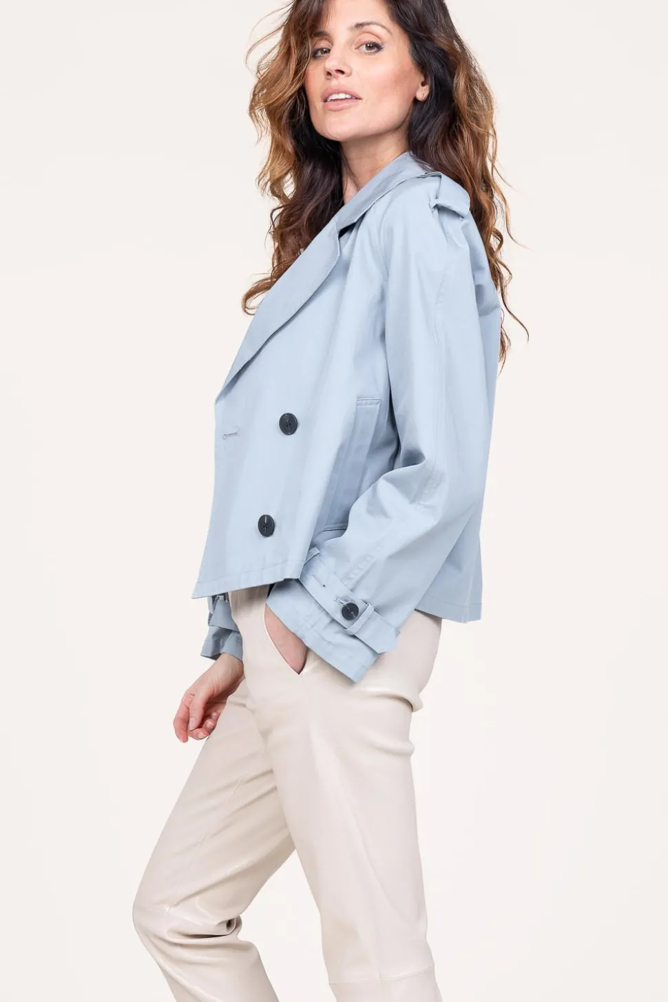 Cropped Trenchcoat Samora | Blue... | Studio Ar | Little Soho