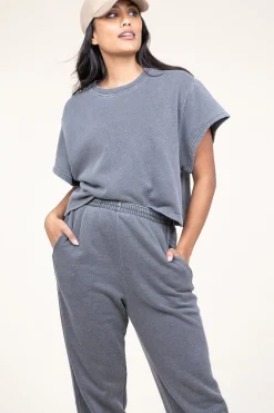 Cropped Washed Soft Sweater Dafstreet | Grey... | American Vintage | Little Soho