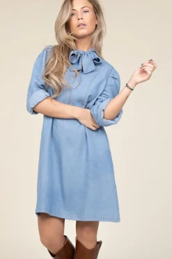 Denim Dress With Bow Titus | Blue... | Co'Couture | Little Soho