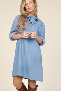 Denim Dress With Bow Titus | Blue... | Co'Couture | Little Soho