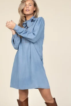 Denim Dress With Bow Titus | Blue... | Co'Couture | Little Soho