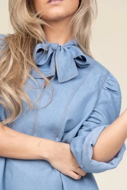 Denim Dress With Bow Titus | Blue... | Co'Couture | Little Soho