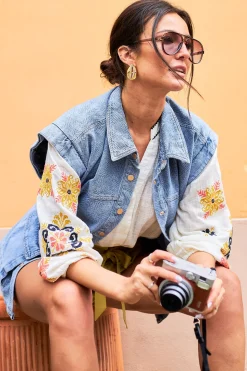 Denim Jacket/Waistcoat Julina | Blue... | Aaiko | Little Soho