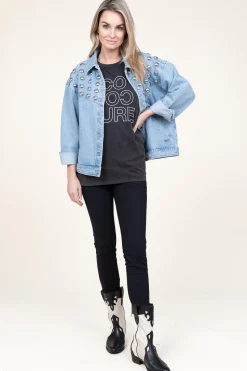 Denim Jacket With Studs Vivi | Blue... | Berenice | Little Soho