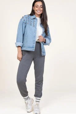 Denim Jacket With Studs Vivi | Blue... | Berenice | Little Soho