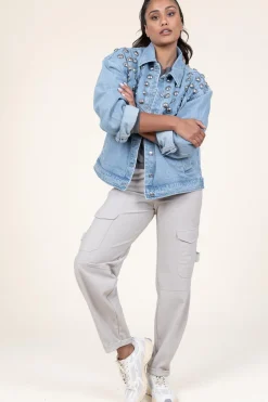 Denim Jacket With Studs Vivi | Blue... | Berenice | Little Soho
